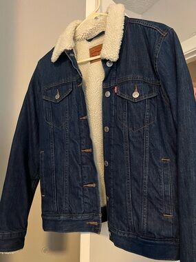 Levi's Dark Blue Denim Sherpa-Lined Jacket